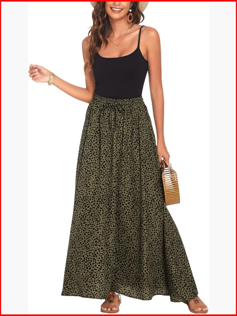 Maxi Skirt With Elastic Waist, Flowy Pleated Design, Lightweight Chiffon Fabric